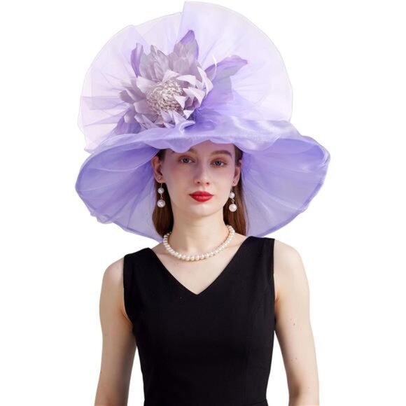 Women's Kentucky Derby Church Dress Hat 01-purple - Picture 1 of 7